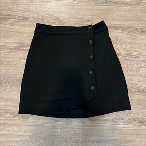 Express Black Asymmetrical Button Skirt